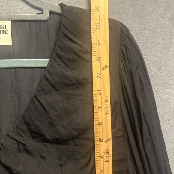 Savanna Jane Baby Doll Top Balloon Sleeve Womens Plus Size 3X Black Peasant - Picture 3 of 11